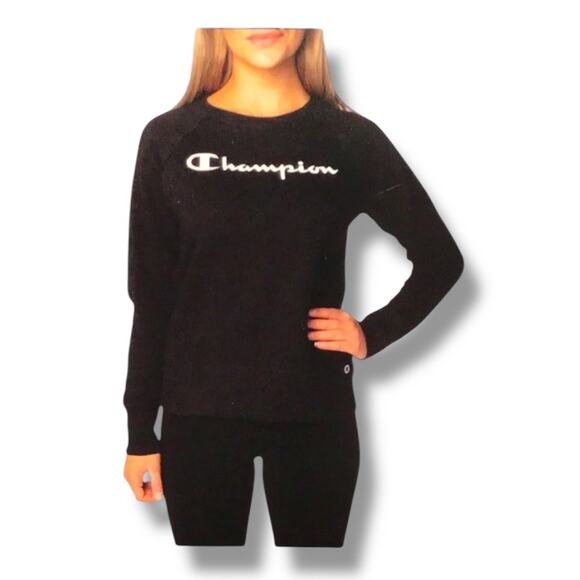 Champion Women’s Long Sleeve Crewneck Sweatshirt, Black, size XXL - Picture 7 of 13